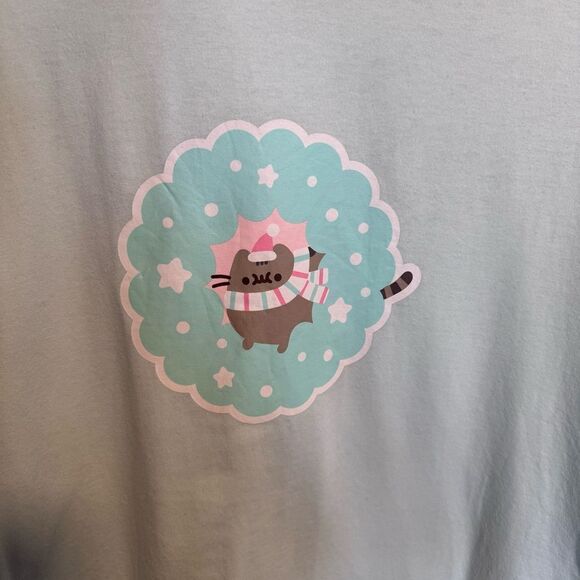 Pusheen- Light Blue Screen Print Cat Lover Long Sleeve T Shirt, Size Large - Picture 3 of 8